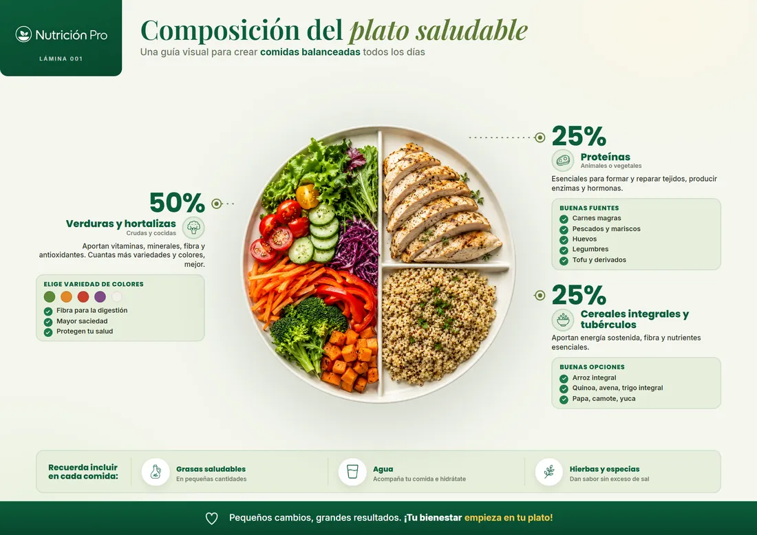 Lámina del plato completo: cómo armar una comida equilibrada